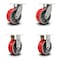 Service Caster 8 Inch Heavy Duty Red Poly on Cast Iron Wheel Caster Swivel 2 Rigid SCC, 2PK SCC-KP92S830-PUR-RS-2-R-2 - alternate 1